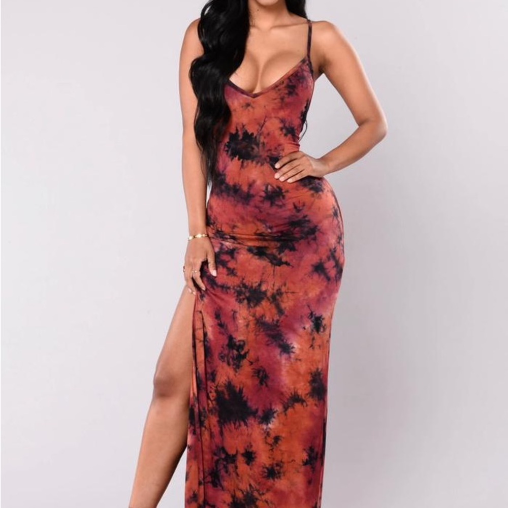 Orangy-Red Backless Bodycon Maxi Dress with Slit
